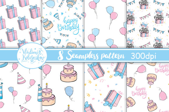 Happy Birthday 8 Seamless Patterns: A Creative Resource for Designers and Makers