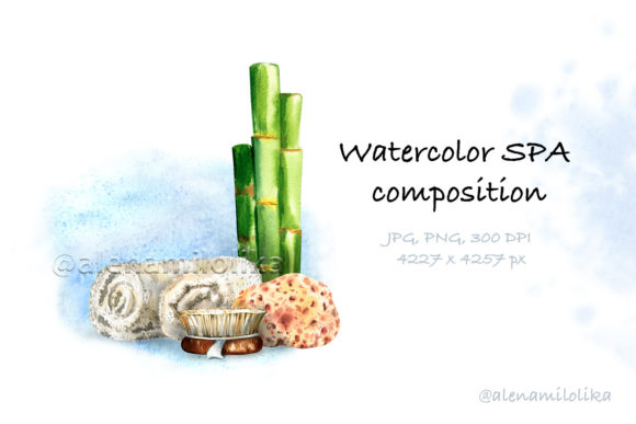 Watercolor Spa Card Bamboo Body Care